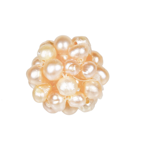 Perlenball, Perlenkugel, Ã˜14-15mm, Süßwasserperlen, lachsrosa,7175